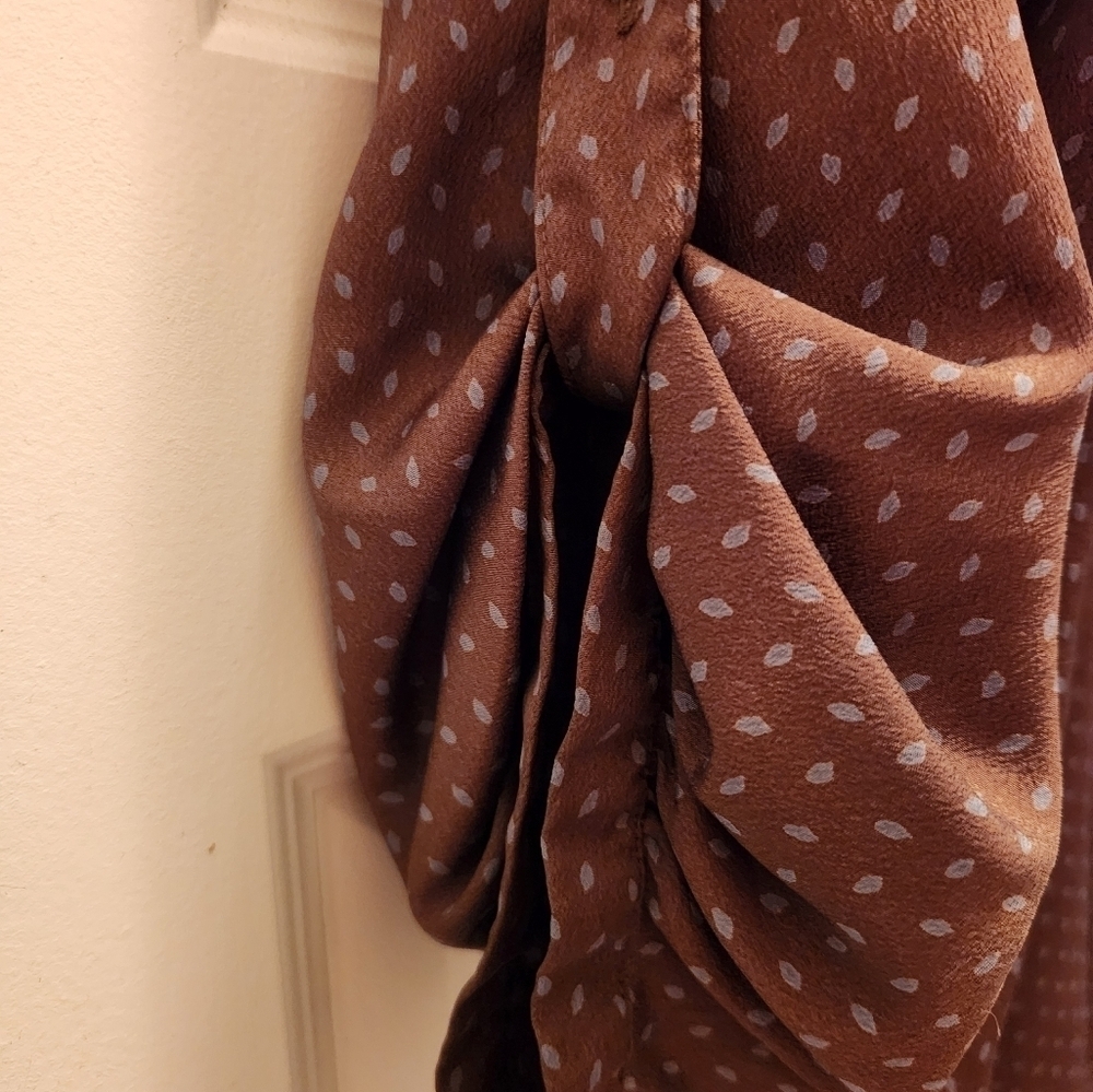 LOFT Brown Speckled Blouse M 3/4 Sleeve Work Office Top - Picture 4 of 6
